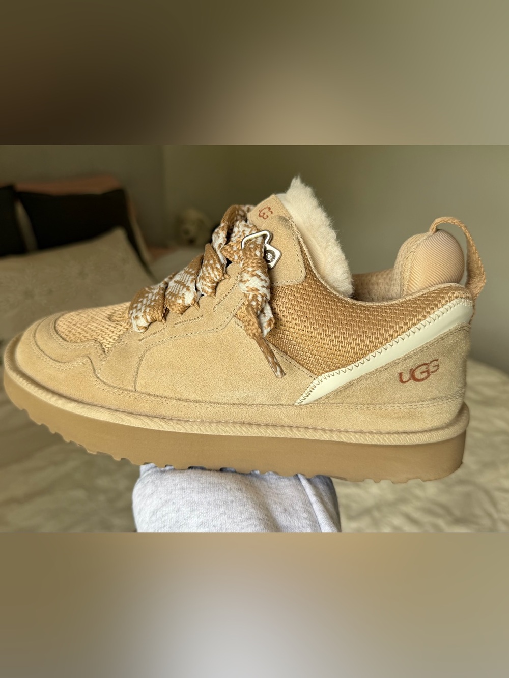 UGG Women's Beige/Tan Shearling-Lined Sneakers